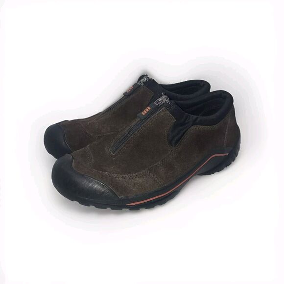 Lands End Hiking Slip On Shoe Womens Dark Brown Suede Zip Bootie Outdoor SZ 6B - Picture 1 of 11